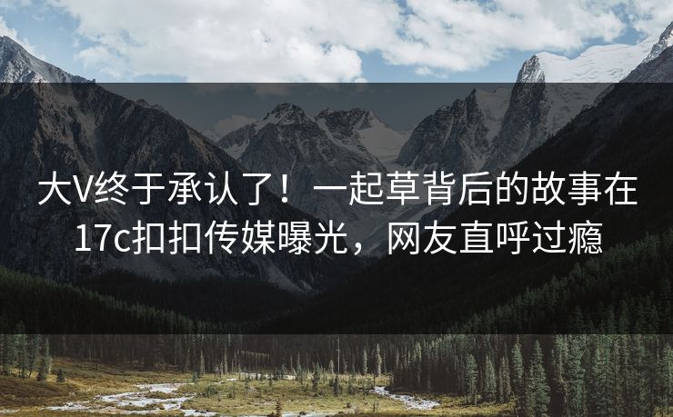 大V终于承认了！一起草背后的故事在17c扣扣传媒曝光，网友直呼过瘾