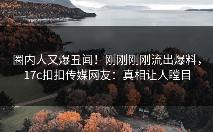 圈内人又爆丑闻！刚刚刚刚流出爆料，17c扣扣传媒网友：真相让人瞠目