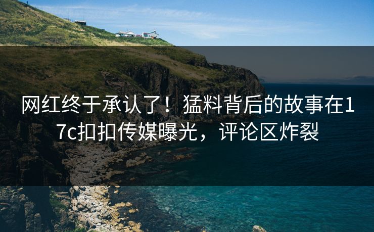 网红终于承认了！猛料背后的故事在17c扣扣传媒曝光，评论区炸裂