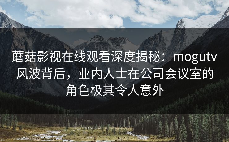 蘑菇影视在线观看深度揭秘：mogutv风波背后，业内人士在公司会议室的角色极其令人意外